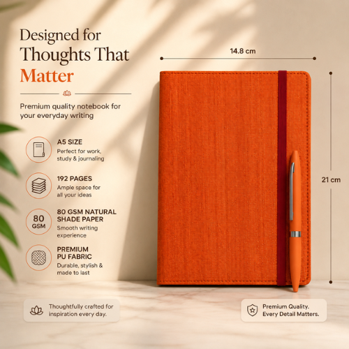 Premium Orange Diary And Pen- Manifestation Kit By Spiritual Knot