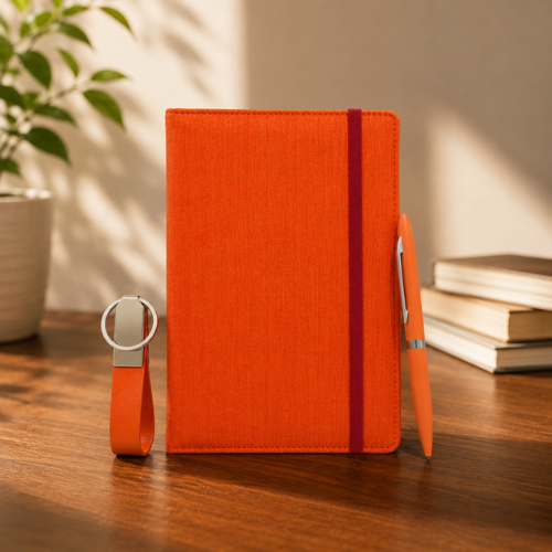 Premium Orange Diary, Pen and Keychain – 3 in 1 Manifestation Kit By Spiritual Knot