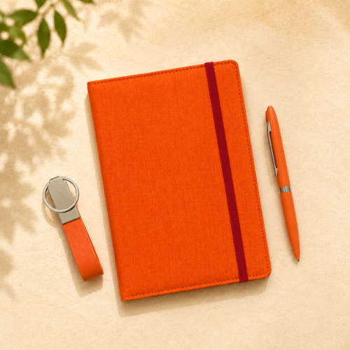 Premium Orange Diary, Pen and Keychain – 3 in 1 Manifestation Kit By Spiritual Knot