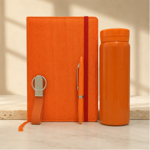Premium Orange Diary, Pen, Keychain & Bottle – 4 in 1 Manifestation Kit | Spiritual Knot
