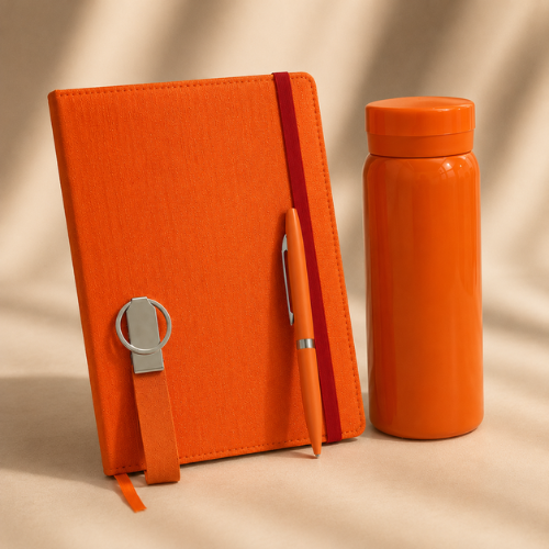 Premium Orange Diary, Pen, Keychain & Bottle – 4 in 1 Manifestation Kit | Spiritual Knot
